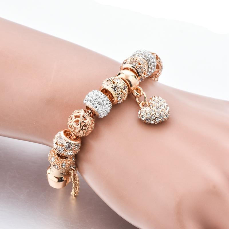 ATTRACTTO luxe cristal coeur bracelets porte-bonheur & bracelets or bracelets pour femme bijoux Pulseira Feminina Bracelet Sbr170020 - Nikolleta